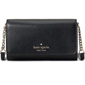 Kate Spade Small Flap Crossbody Black, Gold and Black Chain Strap